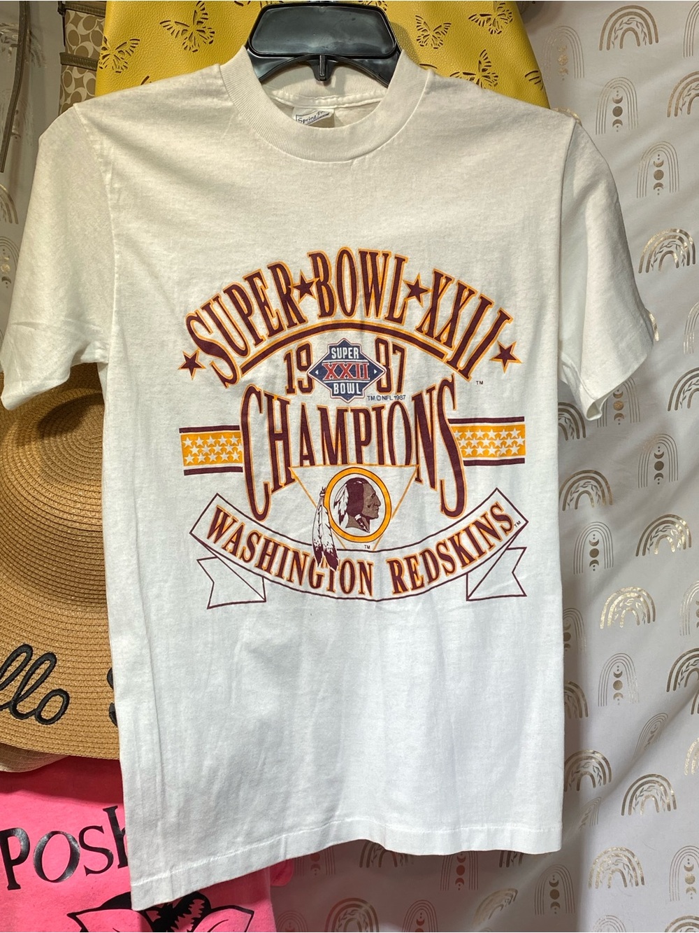Washington Redskins White Super Bowl XXII Champions Graphic Tee vintage